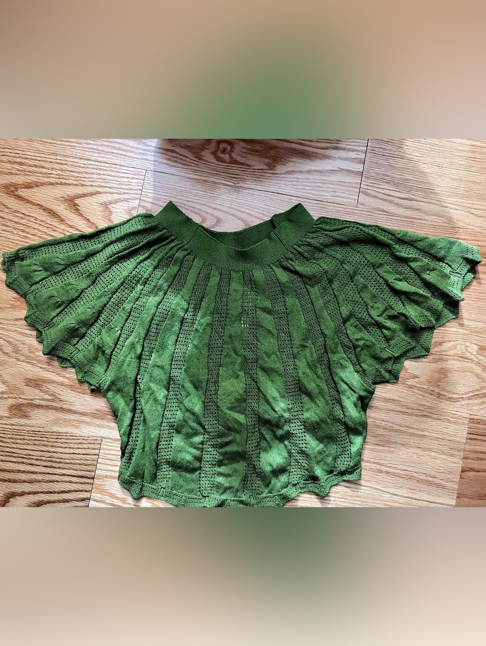 CELLO NOIR Green Crochet Crop Top Size Small NWT